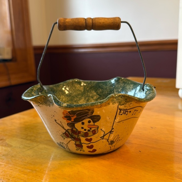 “Let it Snow” Snowman Bowl with Handle. New with tag - Picture 2 of 13